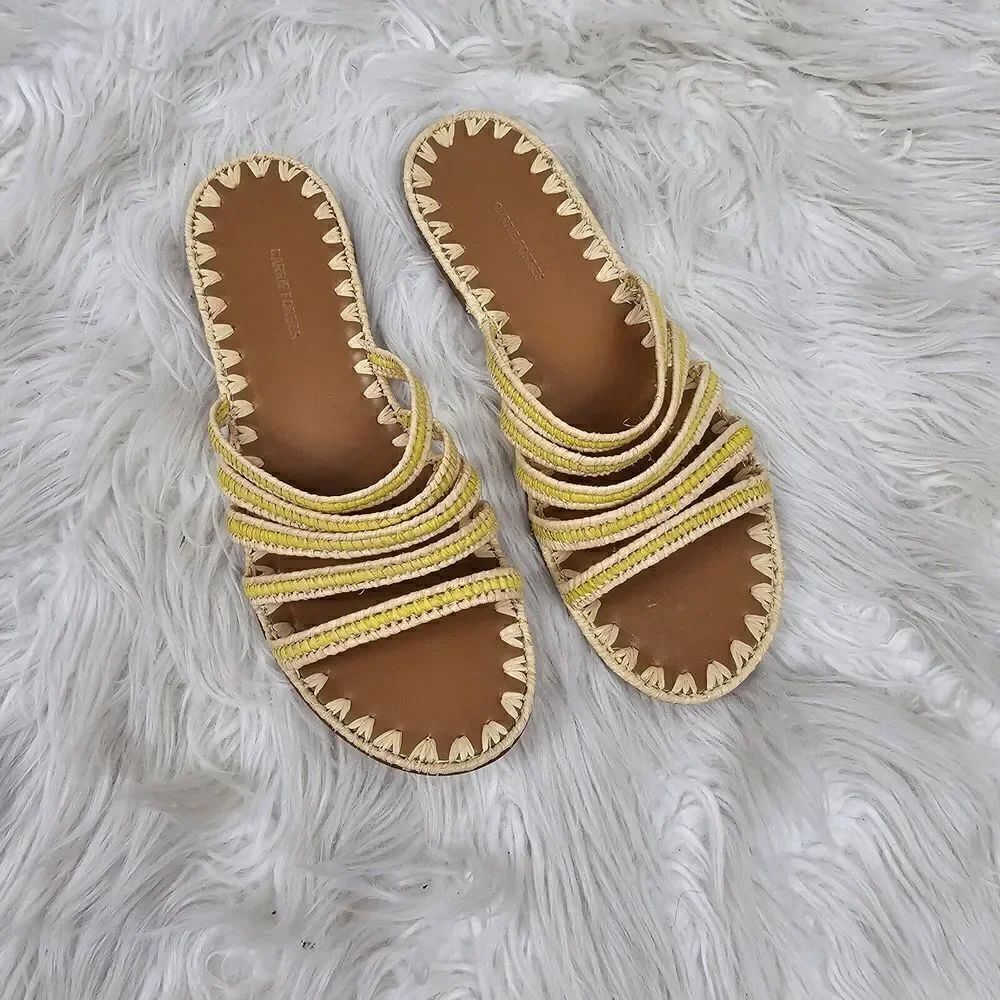 Carrie Forbes Raffia Summer Sandal Slide Woven Strappy Women's Size 36/5.5/6